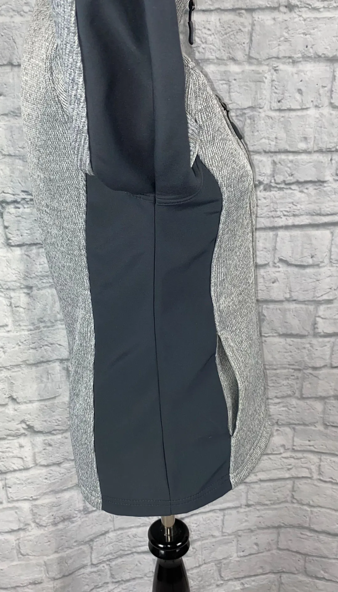 full zip high neck ribbed jacket grey sz small women - Image 8