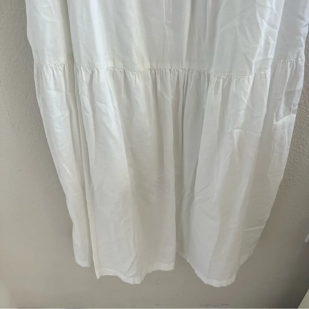 Old Navy White Tiered Boho Neutral Flowy Lagenlook Boho Minimalist Dress Medium - Image 4