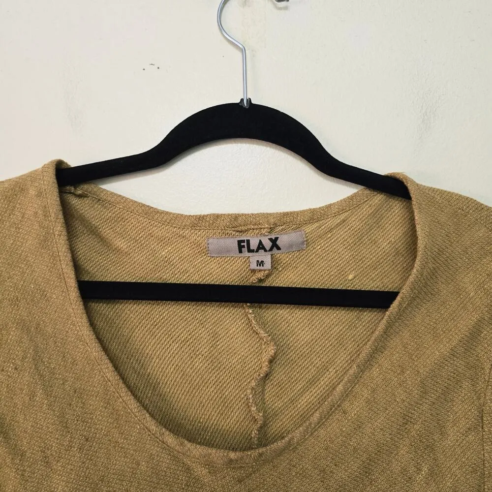 Flax Fit and Flare Midi Brown Linen Short Sleeves Dress Women's Size M - Image 6