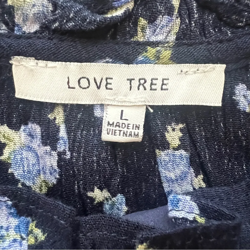Love Tree  NWOT Midnight Blue Floral Ruffle Blouse - Image 5