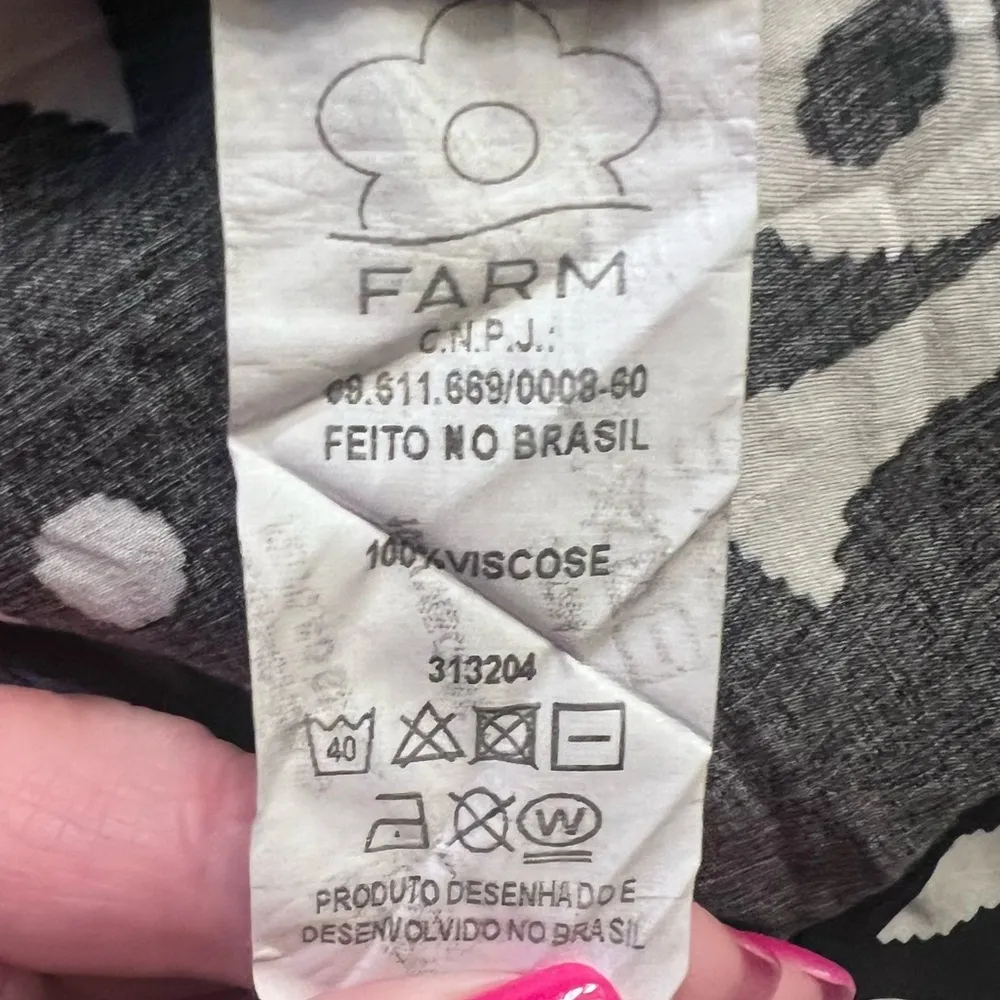 FARM Rio Geo Toucan High-Rise Wide Leg Utility Black & White Pocket Pants Sz S/M - Image 15