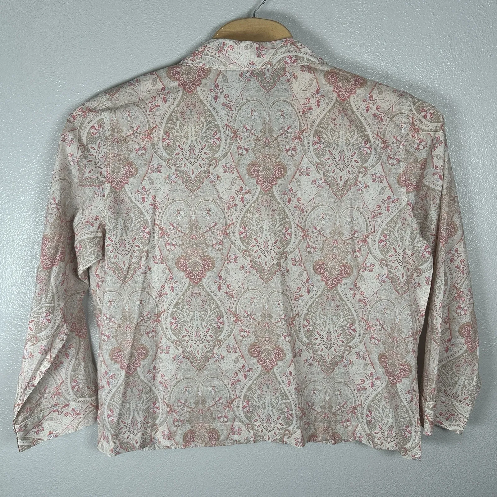 Lauren Ralph Lauren Pink Floral Paisley Pajamas Set Button Up Top Pants Size XL - Image 4