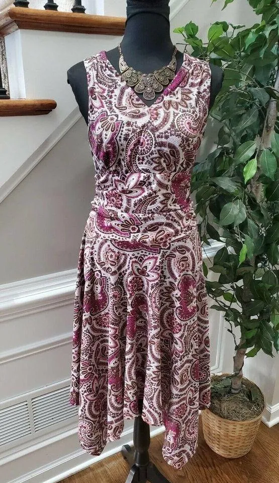 Ronni Nicole Women's Multicolor Polyester V-Neck Sleeveless Knee Length Dress 10 - Image 11