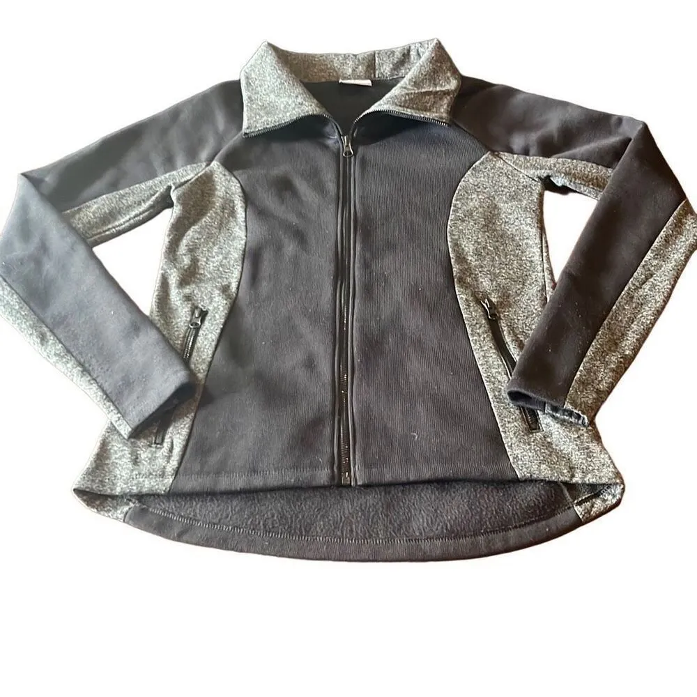 Columbia Black Gray Full Zip Raglan Long Sleeve Fleece Jacket Small Gorpcore - Image 4