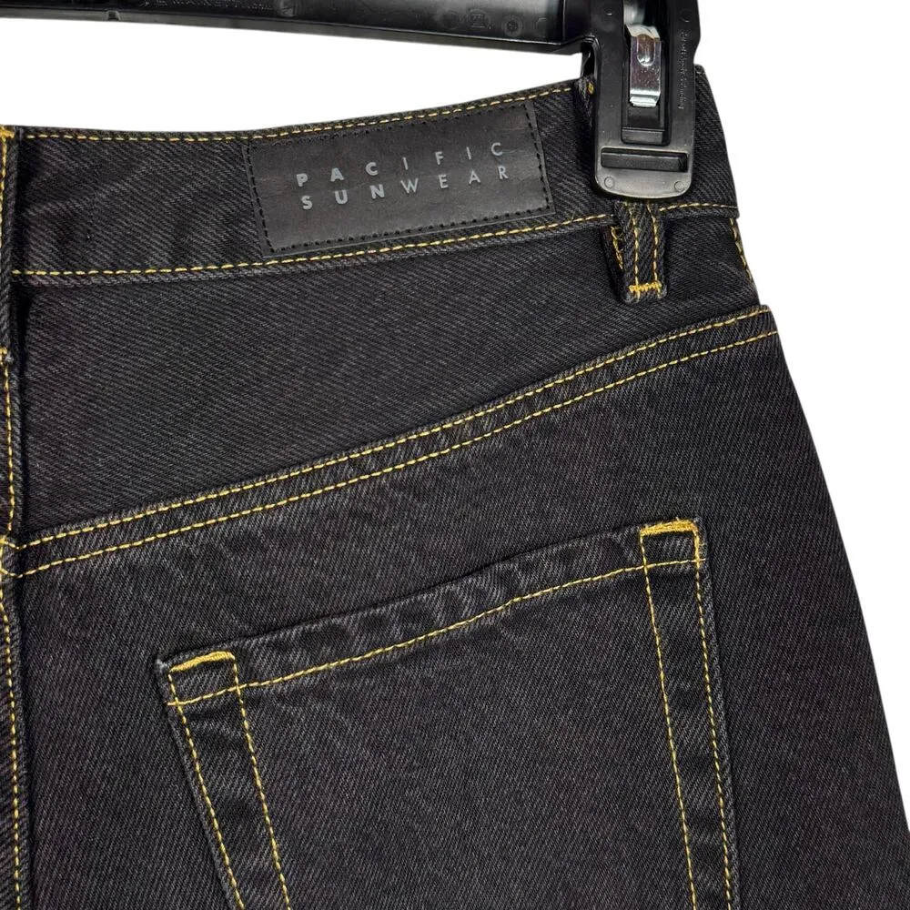 PacSun 90’s Boyfriend SZ 28 Jeans Hi-Rise Relaxed Leg Rigid Denim Zip-Fly Black - Image 6