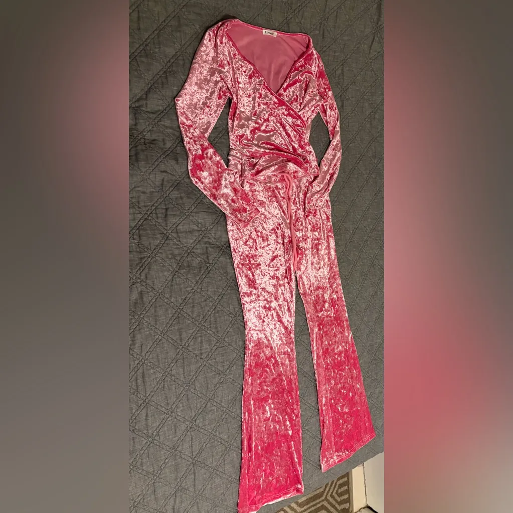 Ceceve Pink Velvet Lounge Set - Size S - Image 2