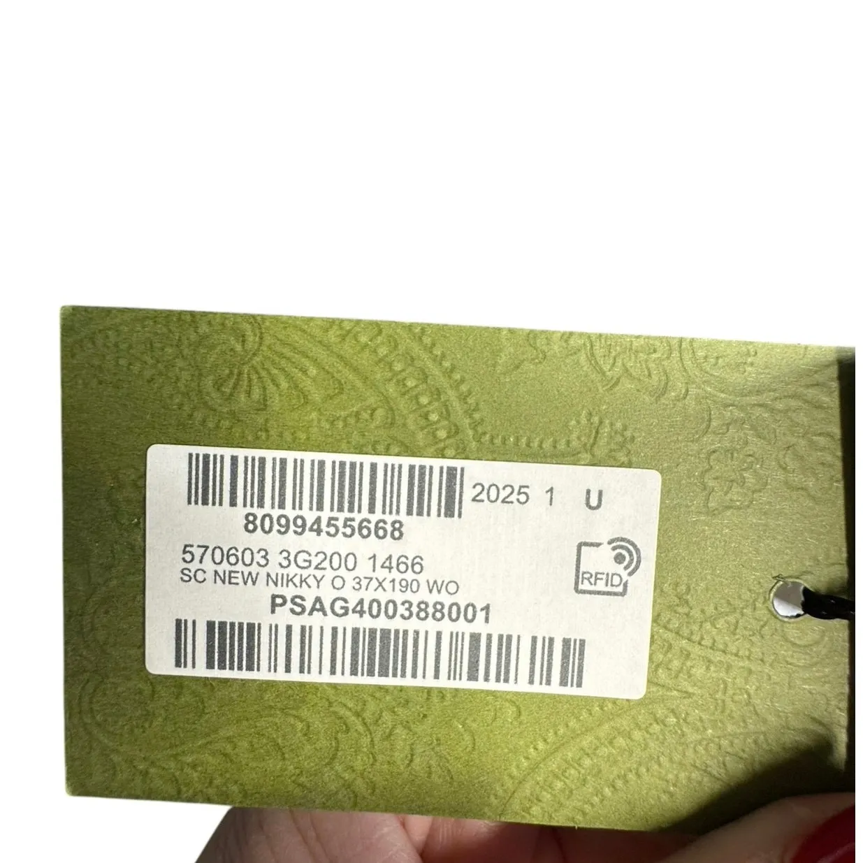 Gucci NWT Nikky Wool GG Monogram Web Stripe Scarf in Grey - Image 8