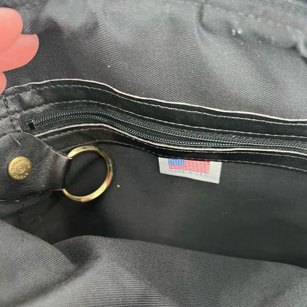 Stone Mountain Women's Sling Bag Shoulder Leather Vintage brass Hardware Black Black - Image 6