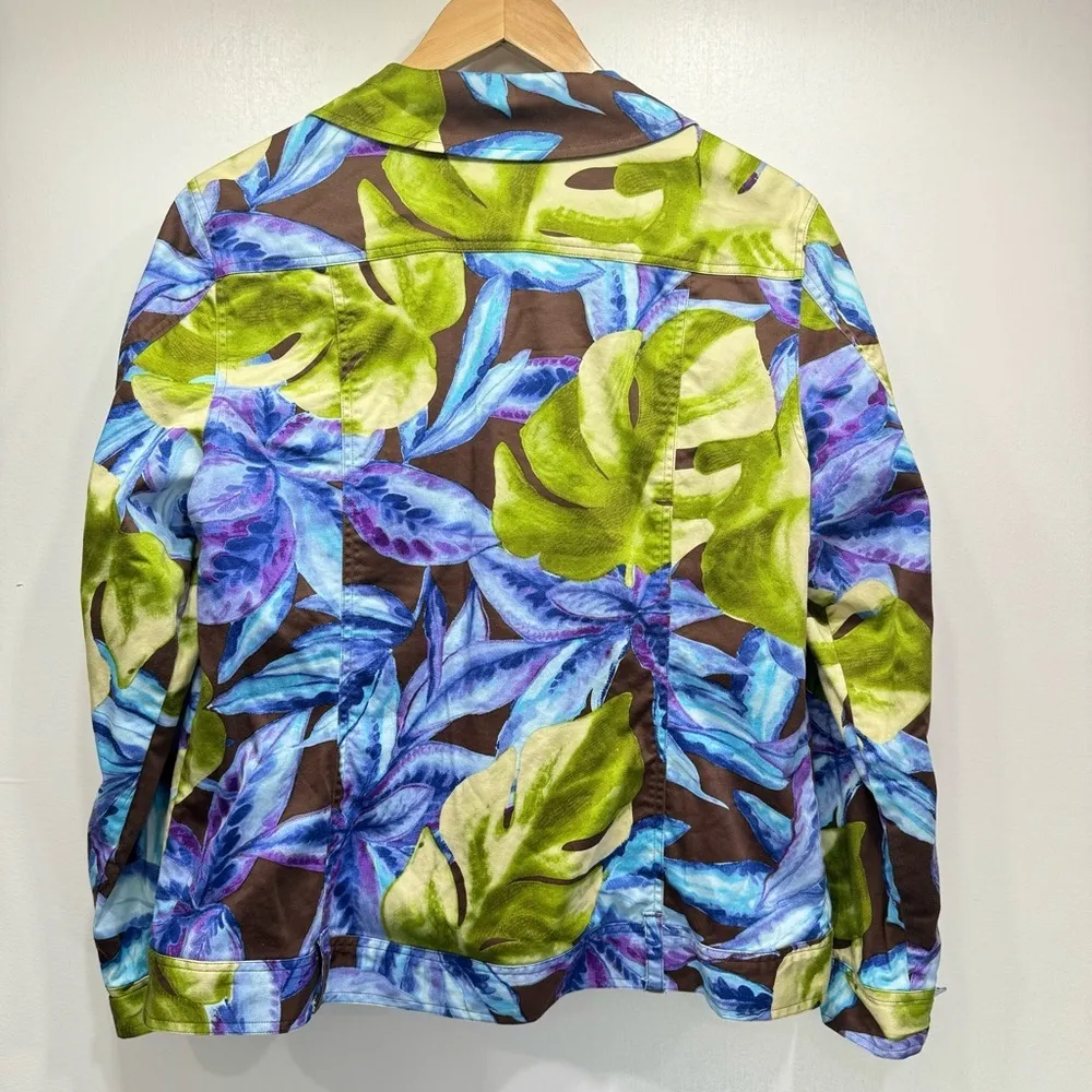 Chico’s Additions Tropical Print Zip Front Lightweight Long Sleeve Jacket 2/L - Image 9
