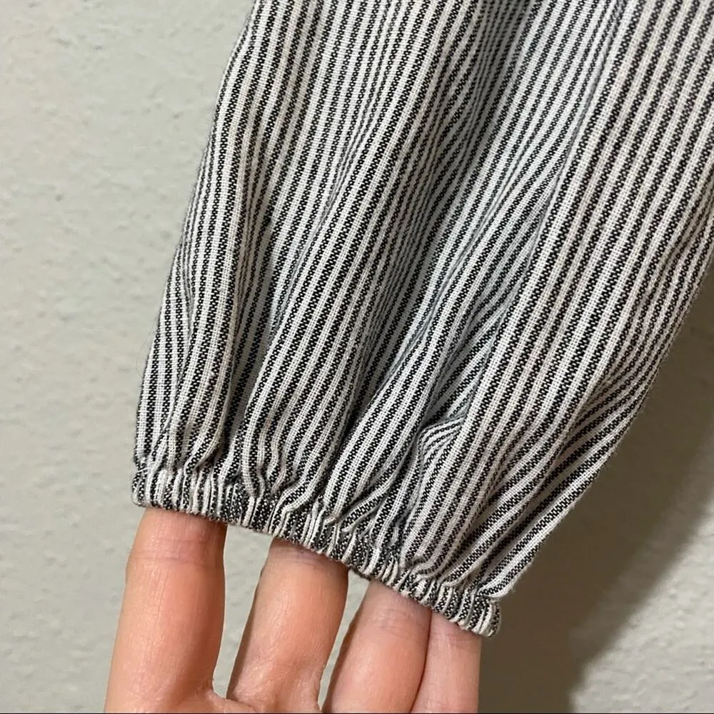 Brandy Melville Grey Striped Off Shoulder Balloon Sleeve Blouse Womens Small - Image 3