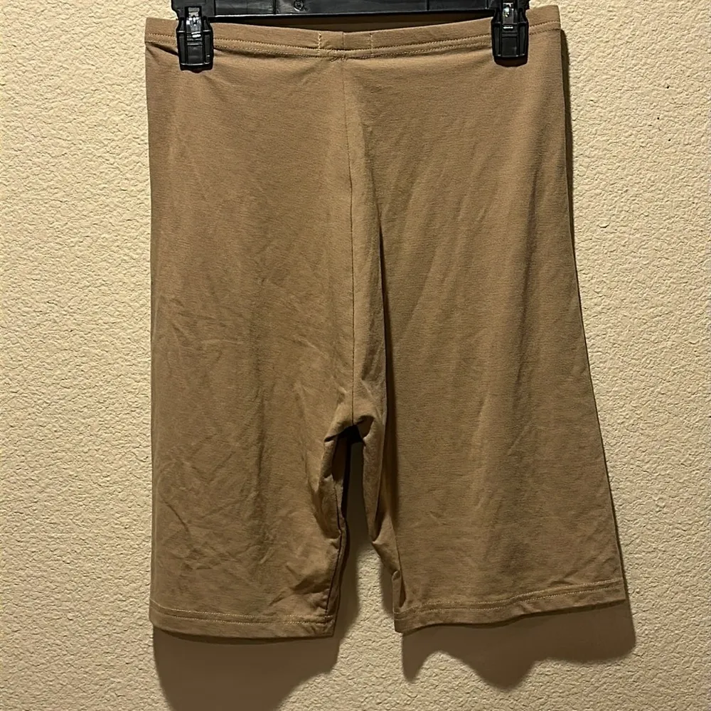 Khaki Basic Cotton Blend Bike Shorts - Image 3