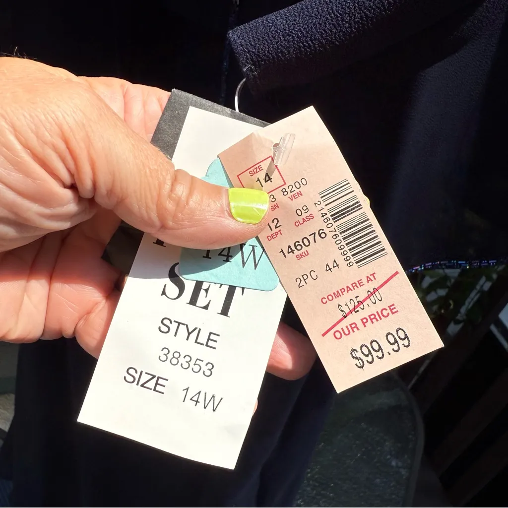 Size 14 Dressbarn 2-Piece Navy Gown & Sheer Jacket Mother of Bride NWT Vintage - Image 4