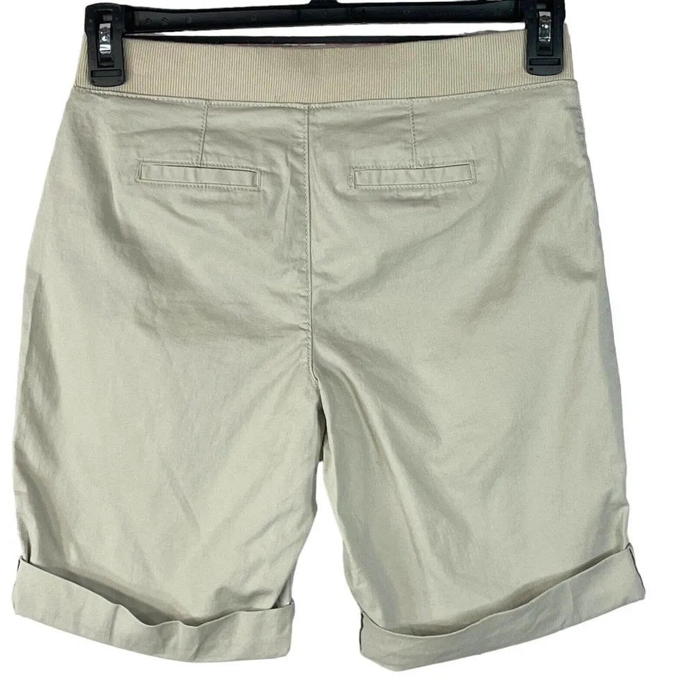 Karen Scott Petite Petite PP Pull-On Shorts Mid-Rise Pockets Elastic Waist Beige - Image 2