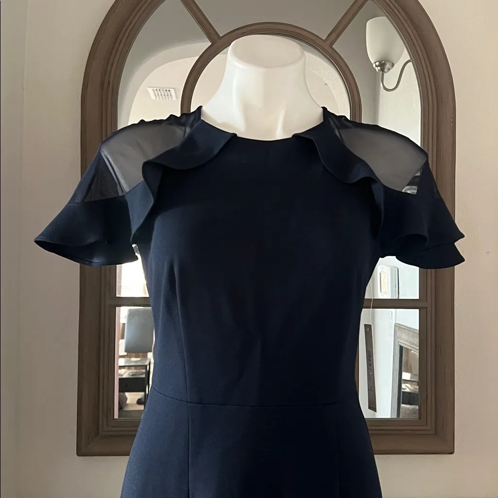 Eliza J. Mush Flutter Sleeve Maxi Dress in Navy, Size 6, NEW - Image 8