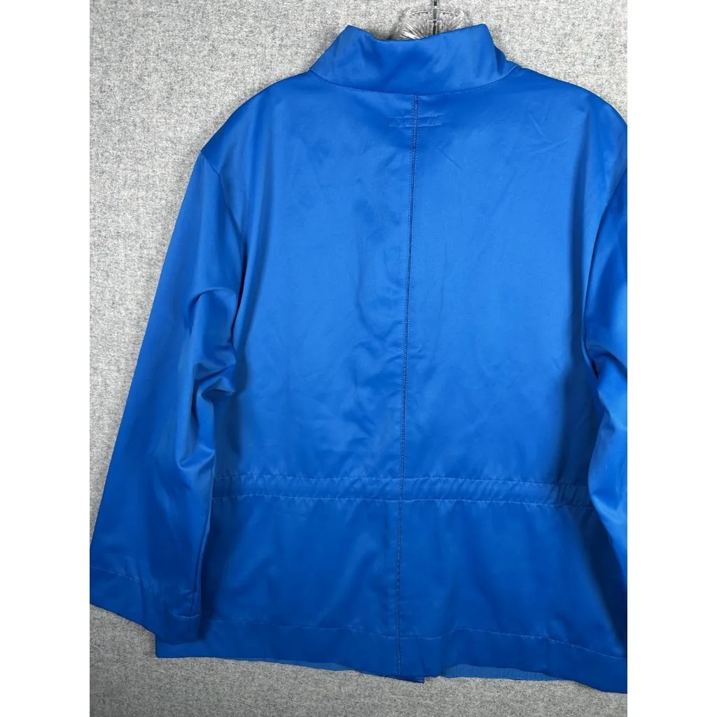 Jessica London Size 18 Jacket Womens Blue Drawstring Zip Lightweight Solid Mock - Image 15