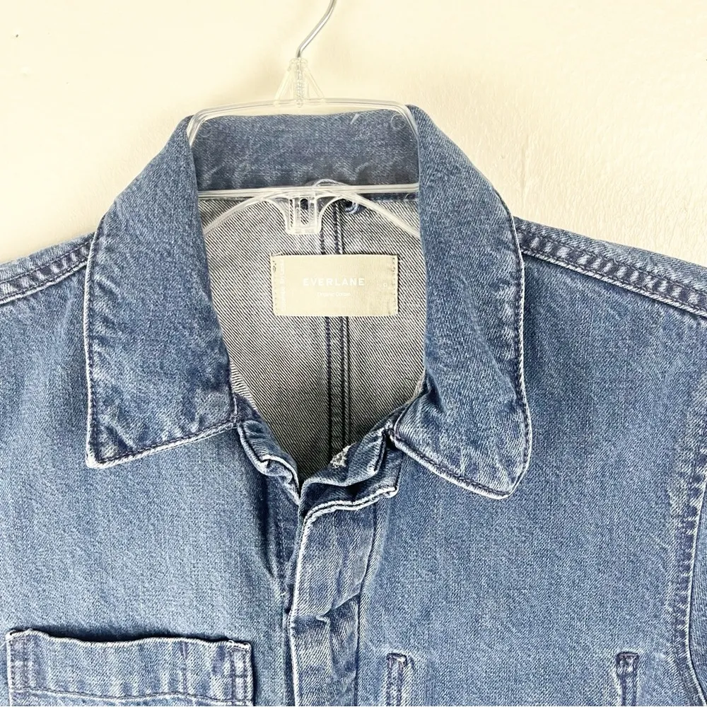 EVERLANE The Super Soft Organic Cotton Blue Jean Denim Coverall Jumpsuit, Size 0 - Image 6