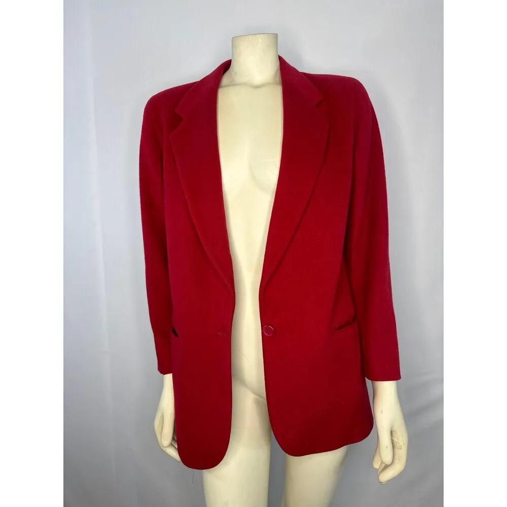 VTG L.L. Bean Blazer Red Wool/ cashmere USA Made One Button Boxy Academia size 6 - Image 9
