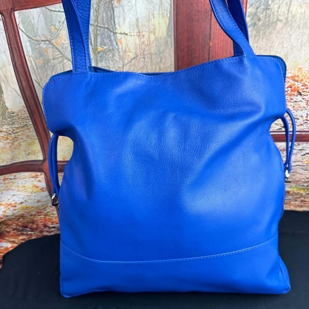 New York Cobalt Blue Leather Concealed Carry Tote w/ Nylon/Leather Clutch - Image 3