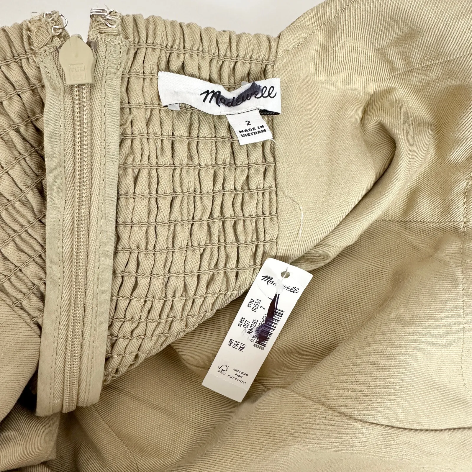 Madewell Seamed Squareneck Midi Dress Heritage Khaki Beige Minimalist US 2 NWT - Image 9