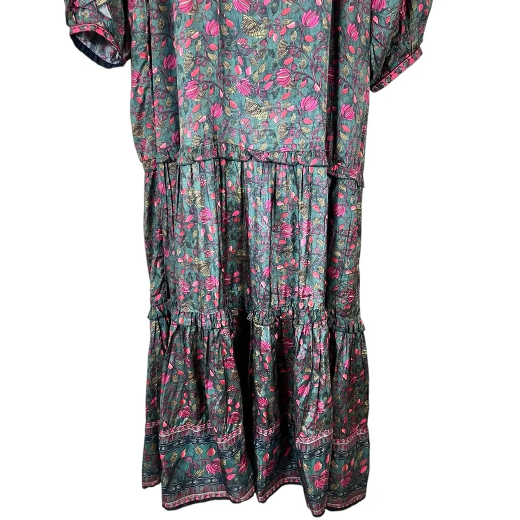 NATURAL LIFE Lula Dress Green Floral Ruffled Tiered Long Sleeve Maxi Dress - Image 4