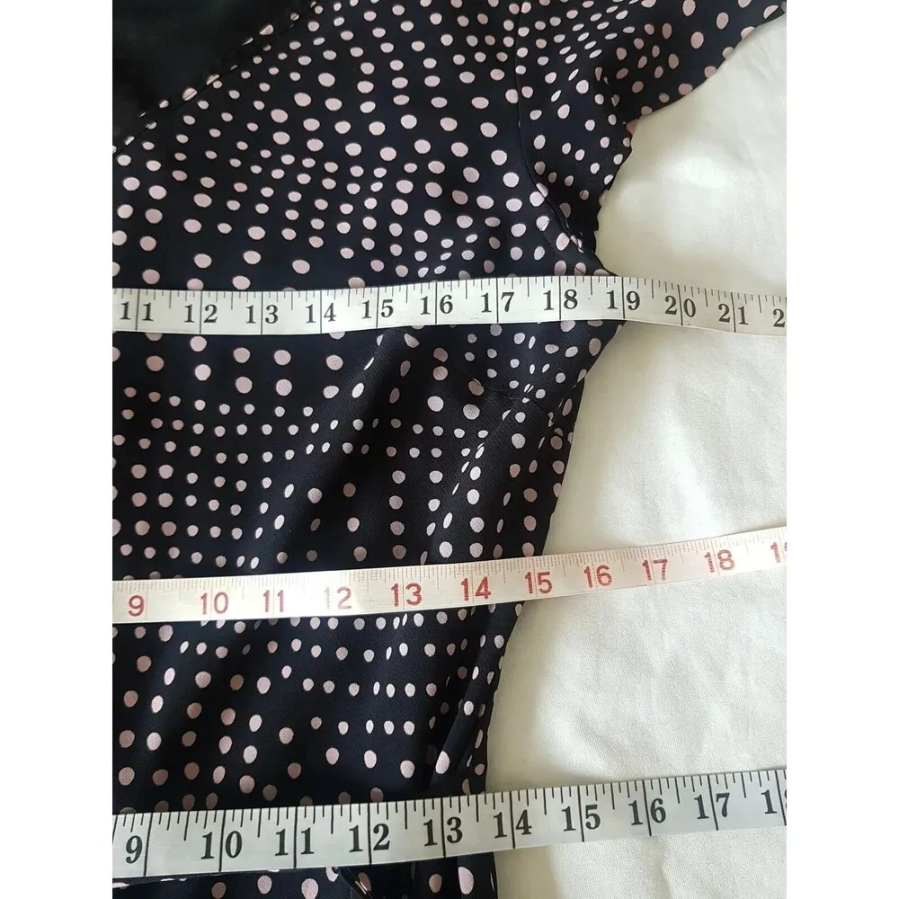 Laura Scott Dress Womens Sz 12 Polka Dots Rockabilly Pink Black Tied Midi Retro - Image 11