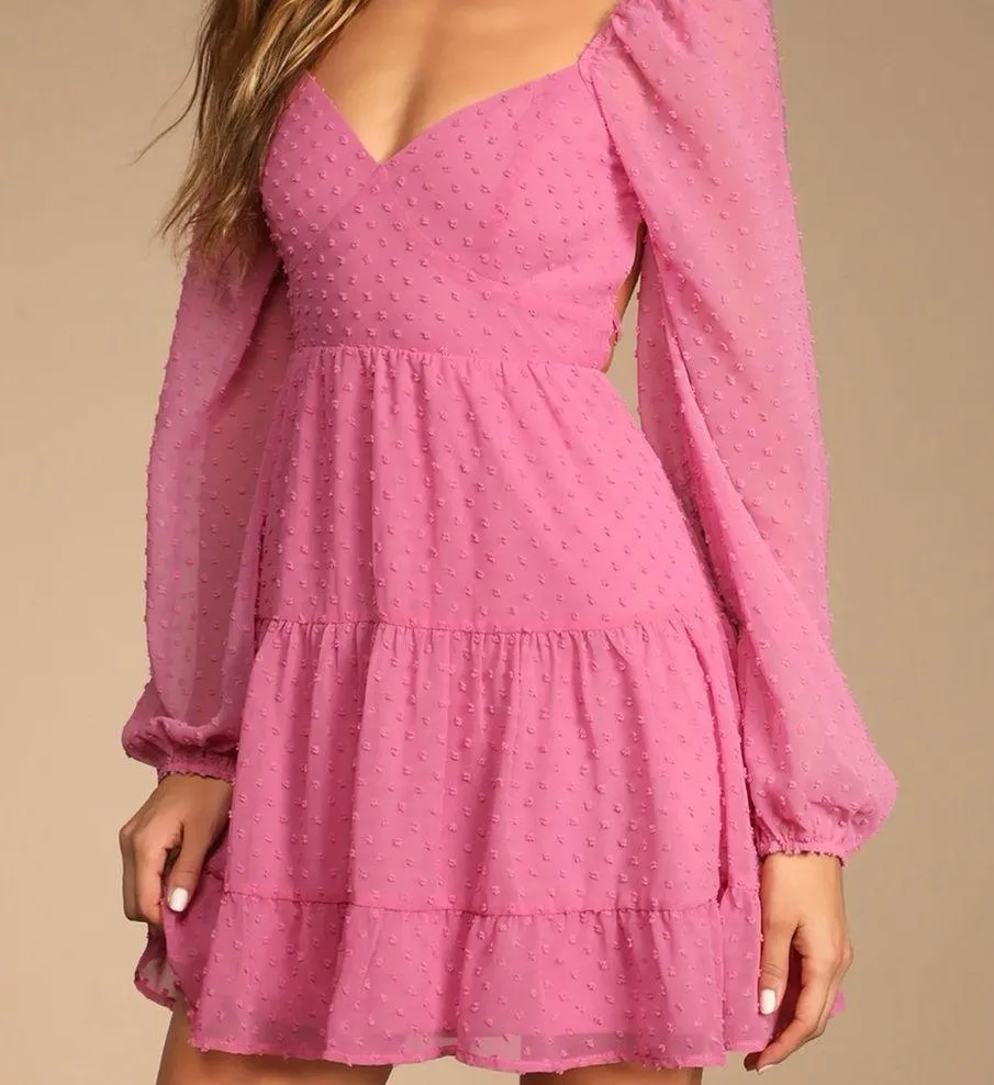 Pink Swiss Dot Puff Long Sleeve Mini Dress 🩷 - Image 13