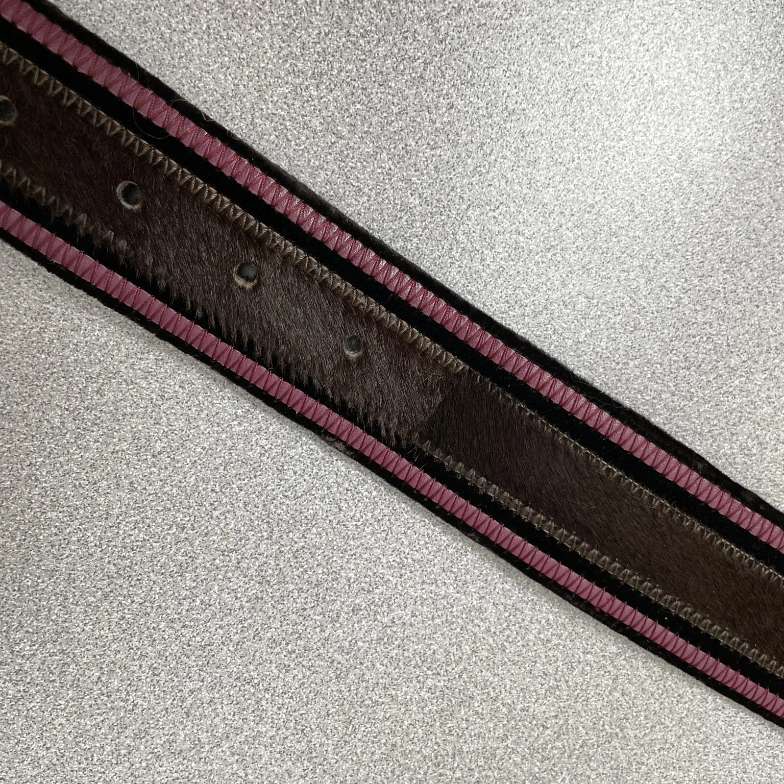 Orciani Belt Womens Medium Purple Brown Pony Animal Hair Leather Silver 1.75in - Image 6