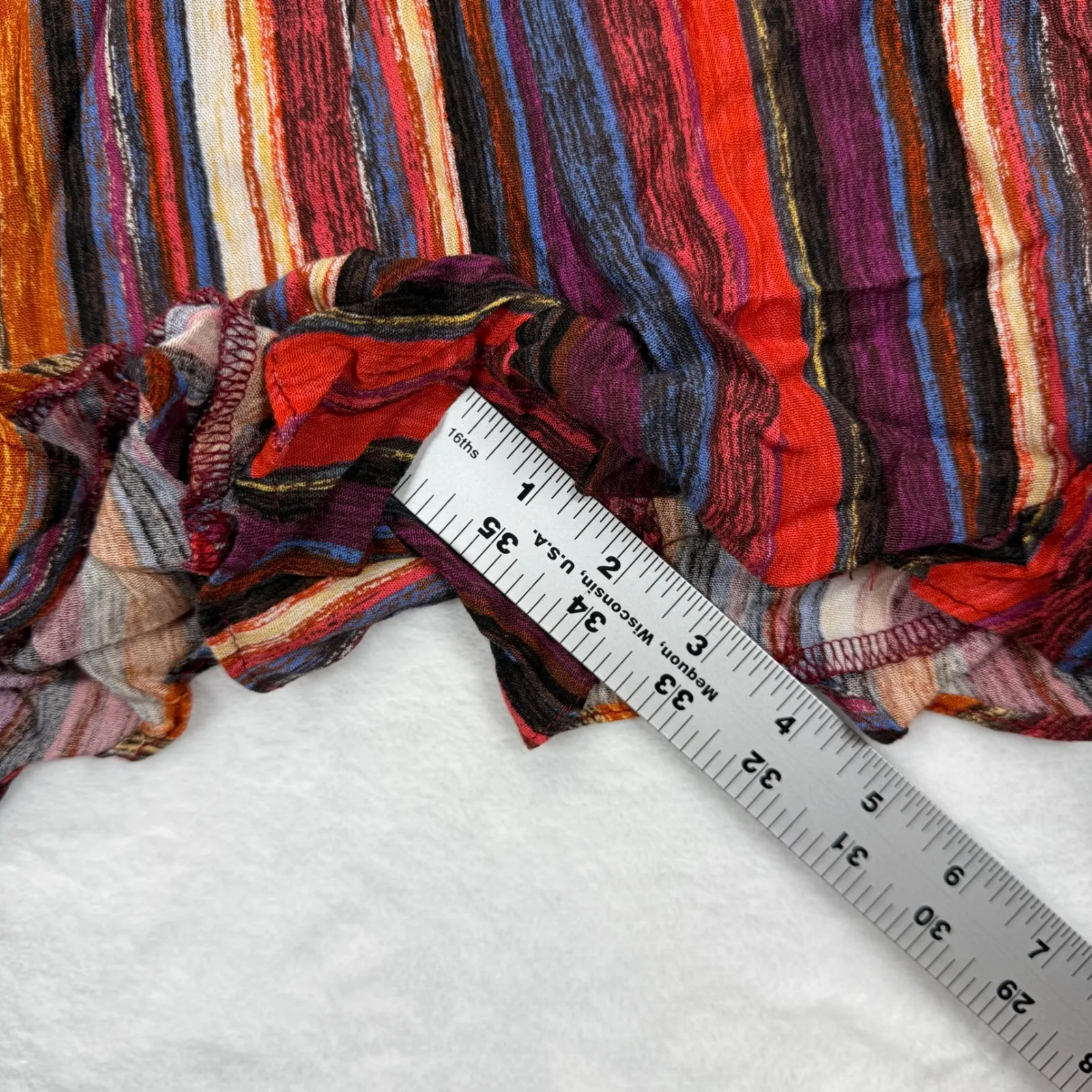 Umgee Striped Romper V-Neck‎ Ruffle Sleeve Multicolor Casual Size L - Image 6