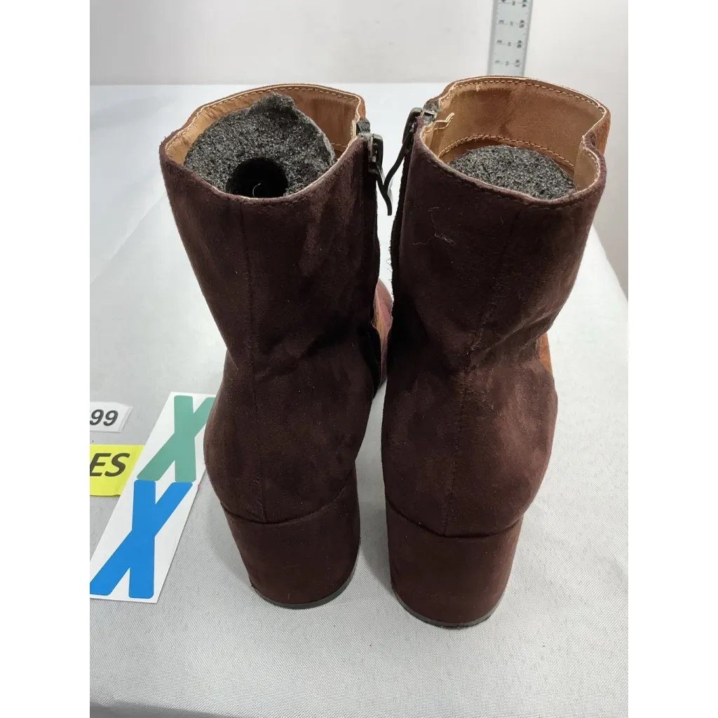 Womans Urban Outfitters Ankle Boots 8 Multicolor Patchwork Side Zip Block Heel - Image 5