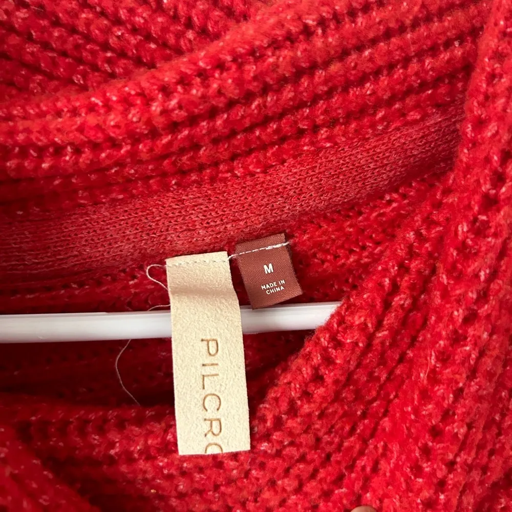 Pilcro Anthropologie Red Oversized Cowl Neck Sweater Size Medium - Image 8