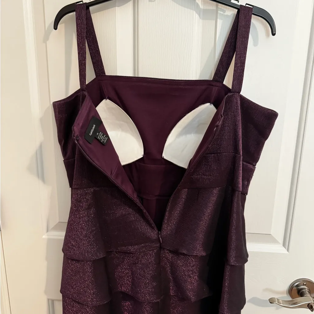 R & M Richards 2 Piece Tired Embroidered Sequins Metallic Party Dress Size 14 - Image 8