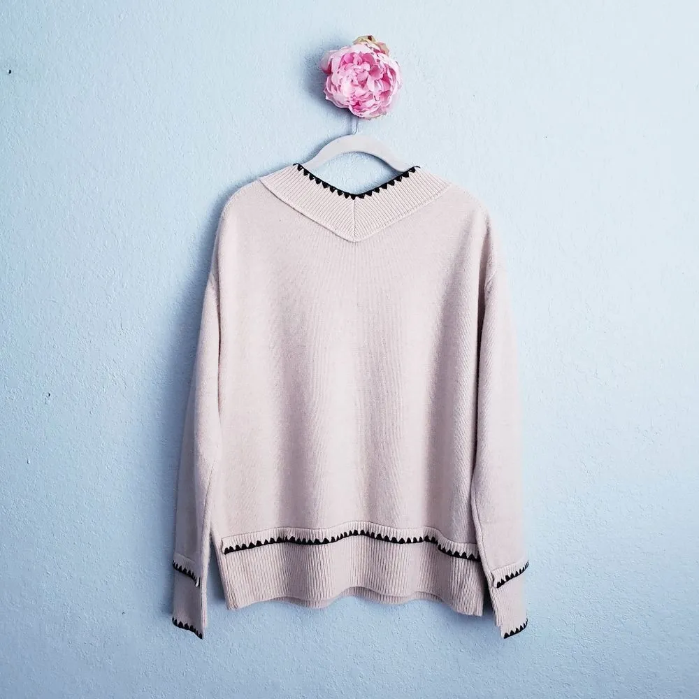 S MaxMara Cream 100% Cashmere V-neck Sweater - Image 7