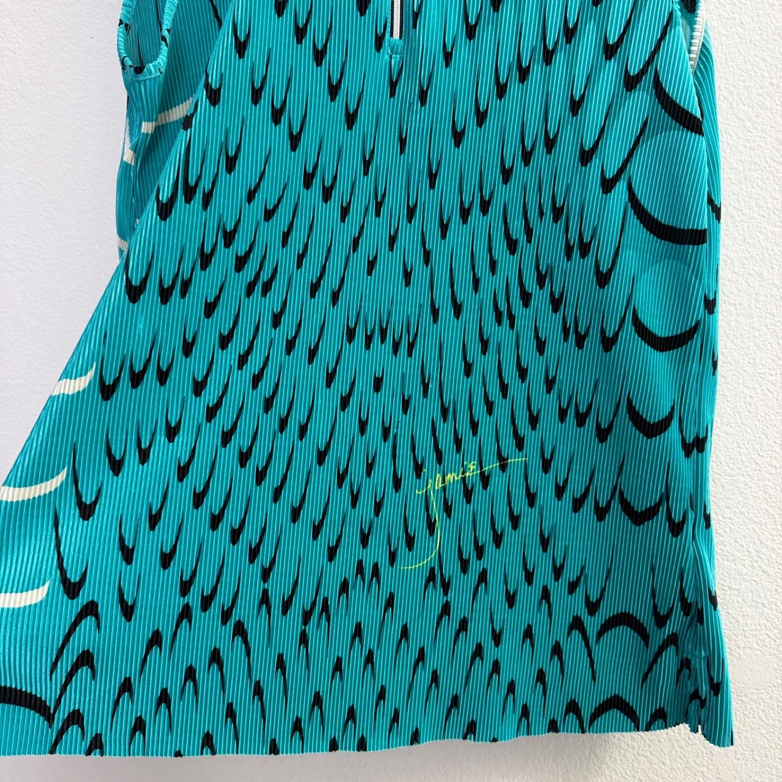 Jamie Sadock Golf Top Womens Large Green Tank Pleated Zip Sleeveless Shirt Sign - Image 3