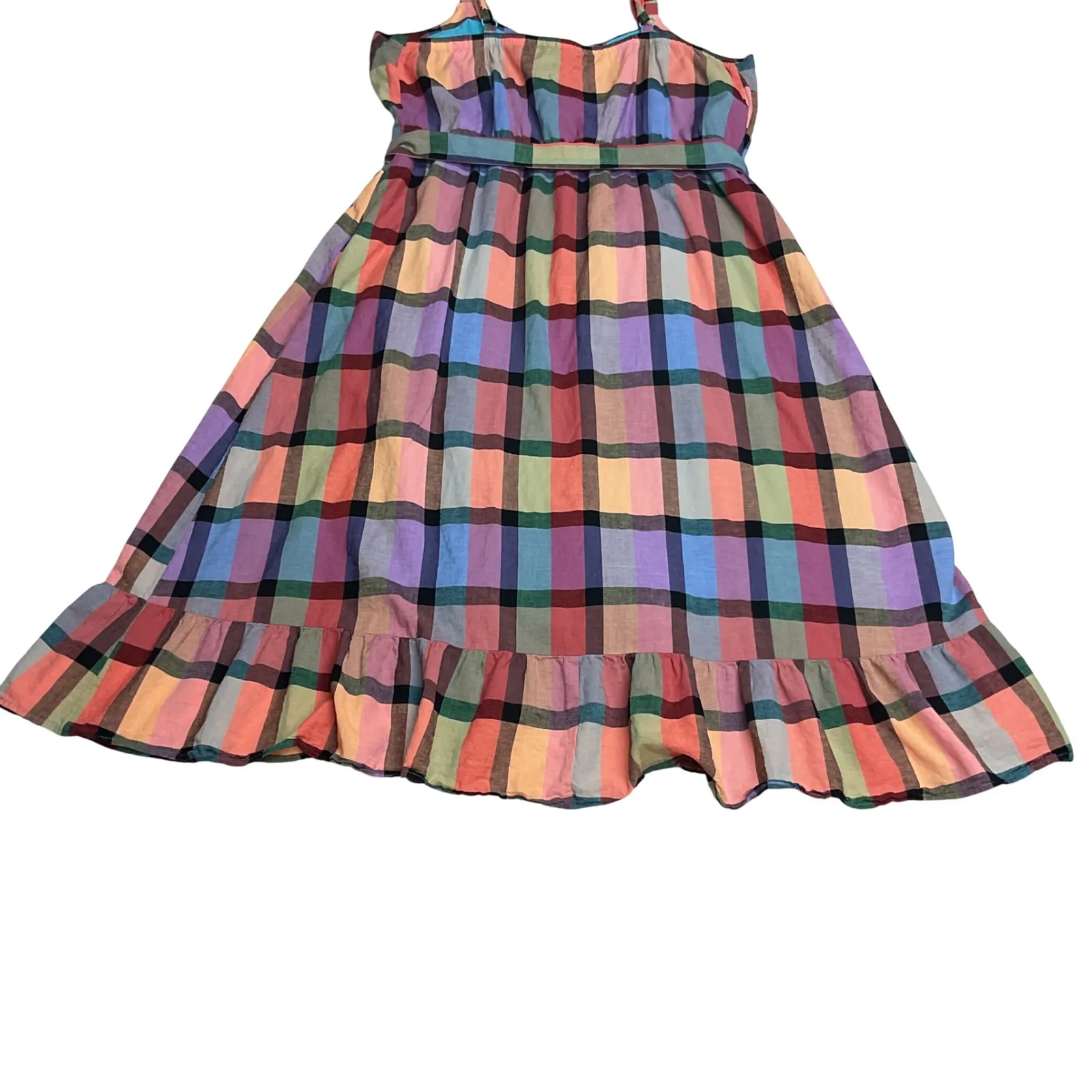 Lane Bryant Women's Plaid Print Madras Faux Wrap Boho Ruffle Midi Sundress Sz 28 - Image 5