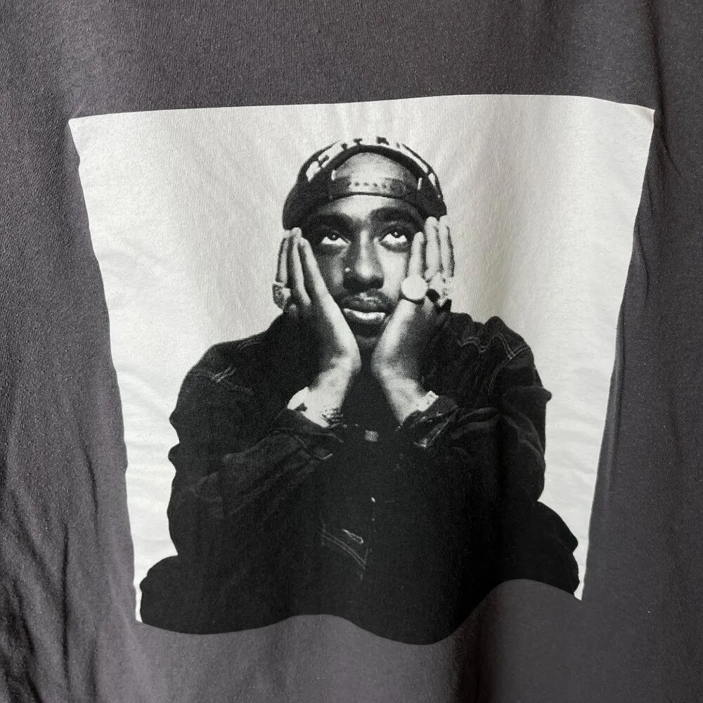 2Pac Rap Tee T Shirt Gray XXL 2XL Artist Rapper Graphic 100% Cotton Solid Logo Size undefined - Image 5