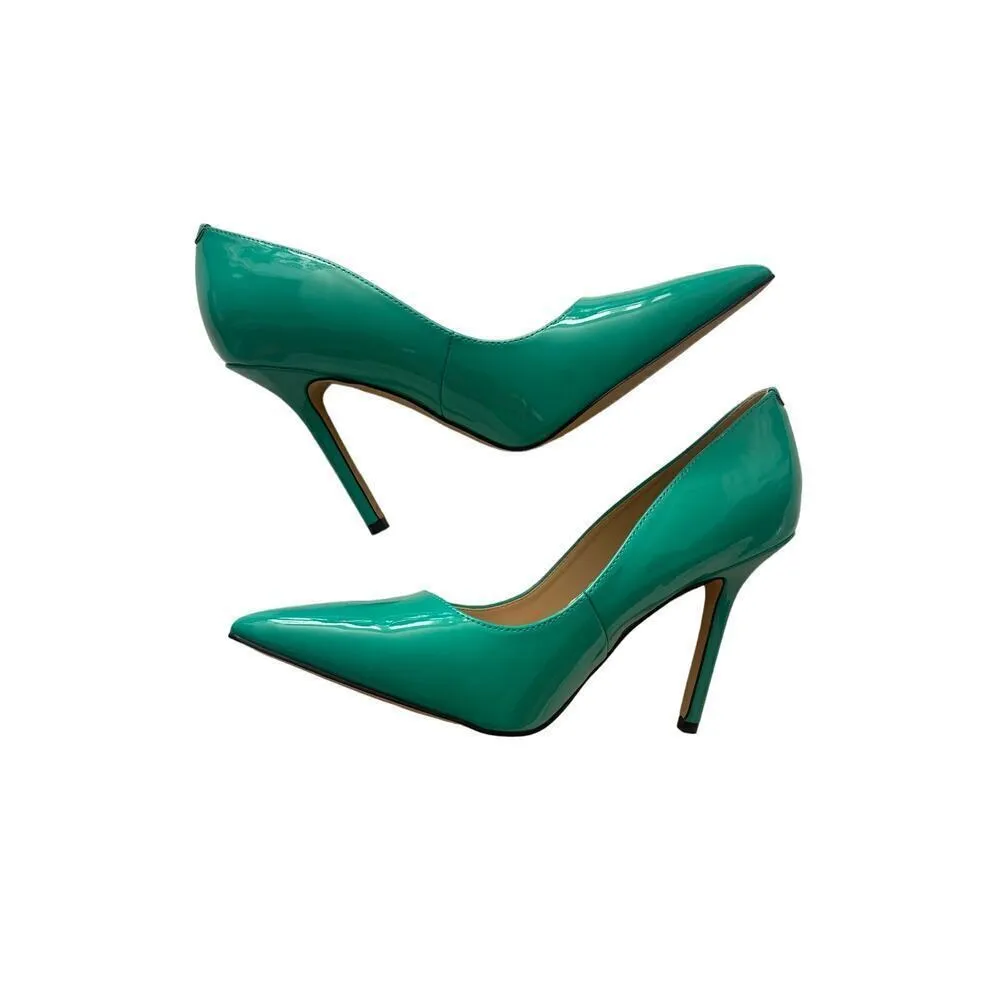 NWT RARE Nine West Medium Green Patent Leather Bliss Pointy Toe Pumps - Size 8 - Image 3