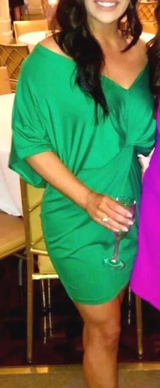 Karlie Solid Green Tie Front Cocktail Dress - Image 3