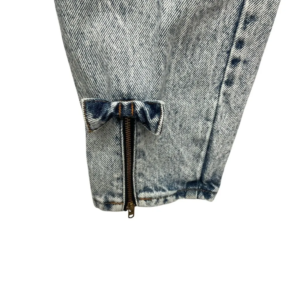 Vintage Nuovo High Waisted Mom‎ Jeans Size 7 Acid Wash Denim Ankle Zip Bow 80s Blue - Image 3