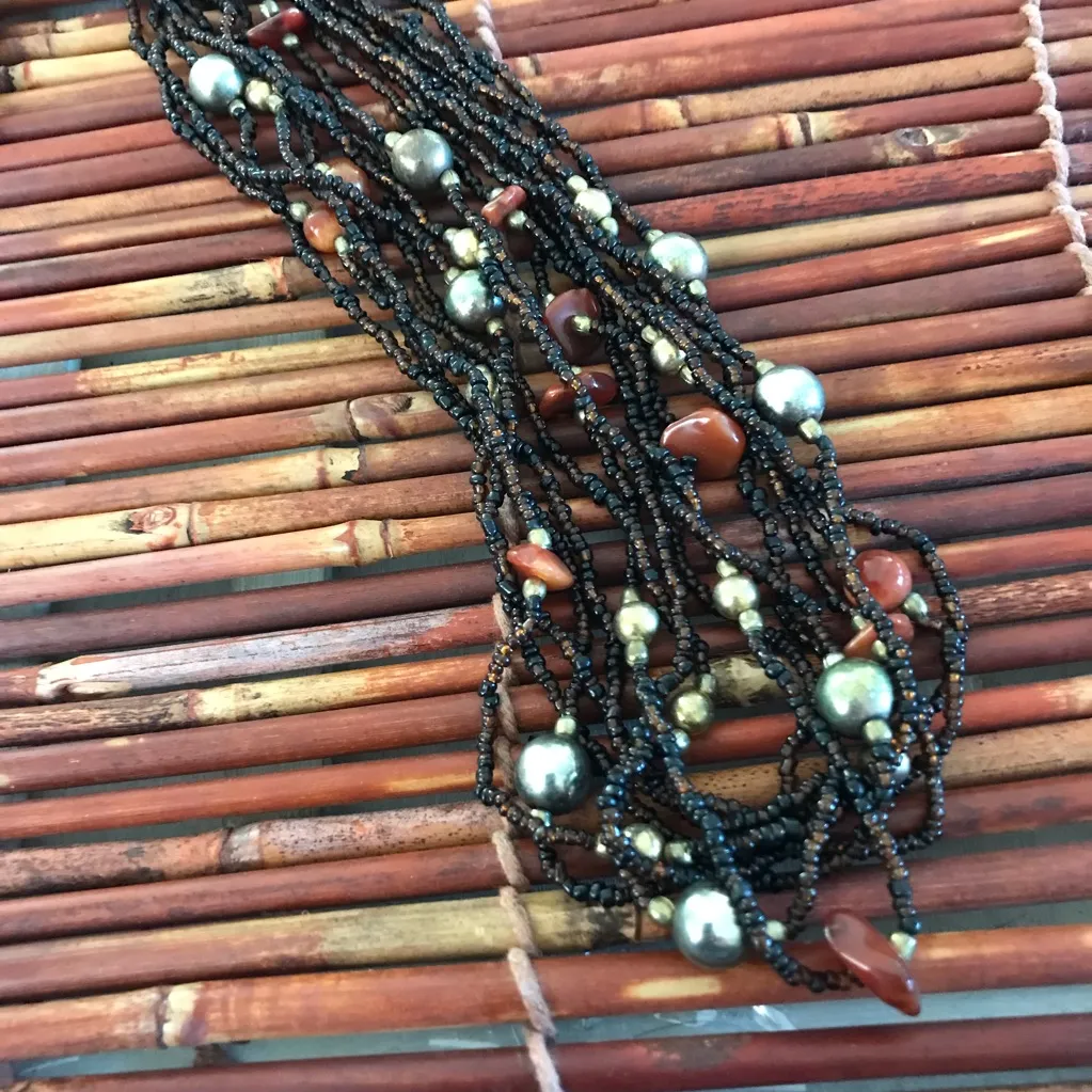 Brown Glass Seed bead Multi Stand Necklace - Image 3