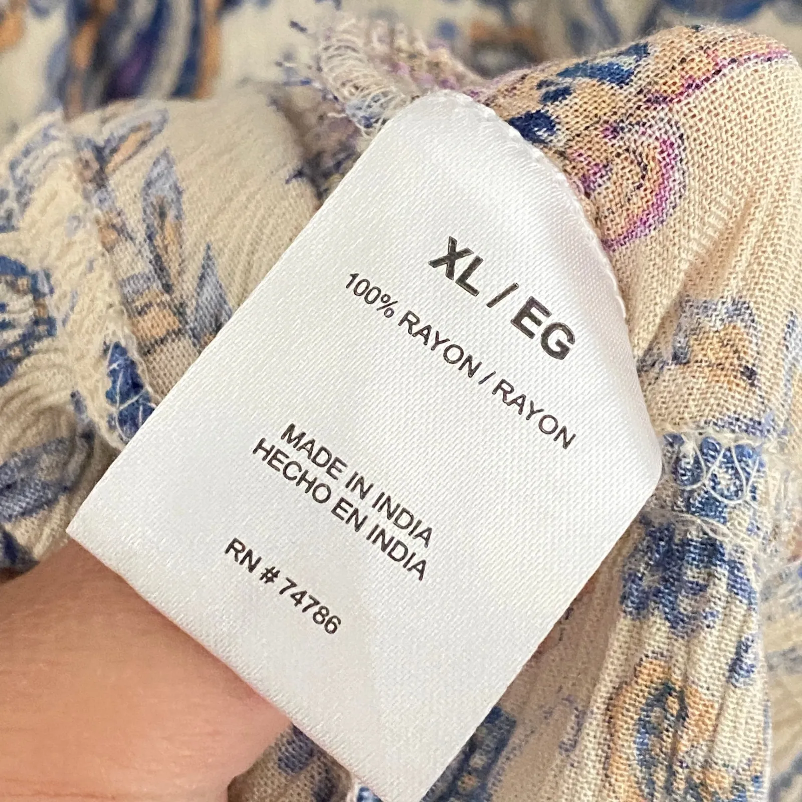 BILA Women's XL Midi Multicolor Boho Paisley Tiered Sundress Casual Beachy Dress Blue - Image 7