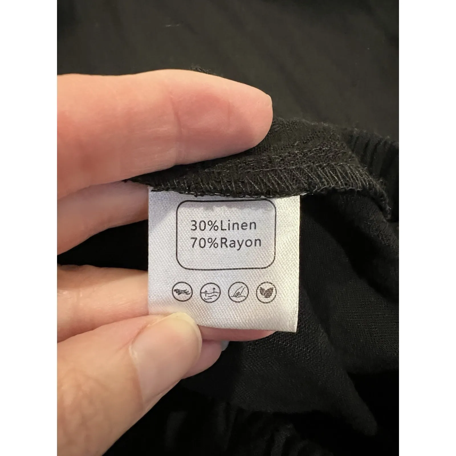 Tarse Pants Womens Medium Black Linen Blend Pull On Wide Leg Lagenlook Yoga - Image 5