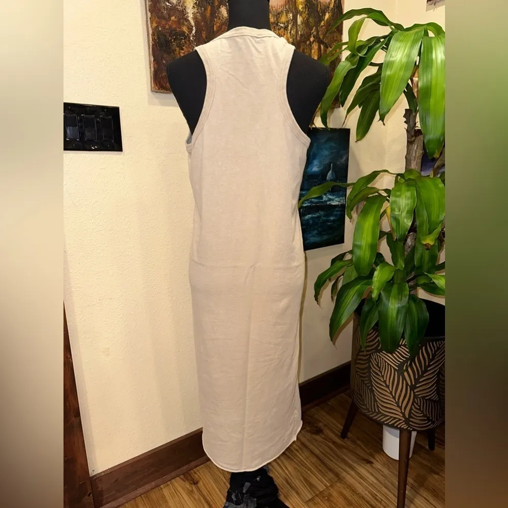EUC Double Zero. Tank top dress style. Jersey style off white minimalist SZ L - Image 3