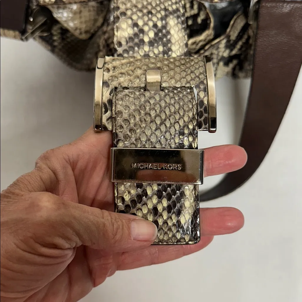 MICHAEL KORS Authentic Natural Brown Python Rehearsal Drawstring Shoulder Bag - Image 14