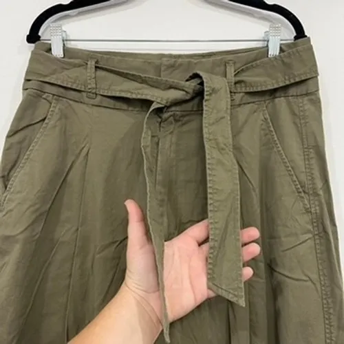 Polo Ralph Lauren Womens Pants 12 NWT $125 High Rise Trouser Green Belted Cotton - Image 3