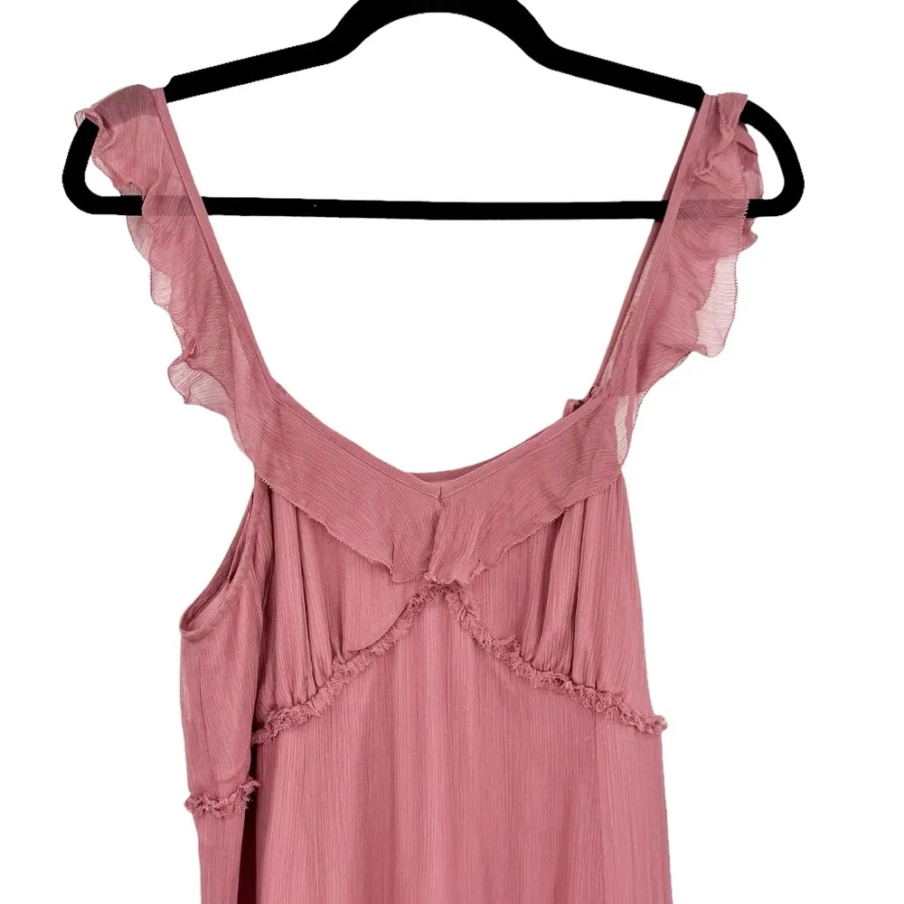 Anthropologie Moulinette Soeurs Reagan Silk Ruffled Dress Pink Size 6 Petite - Image 5