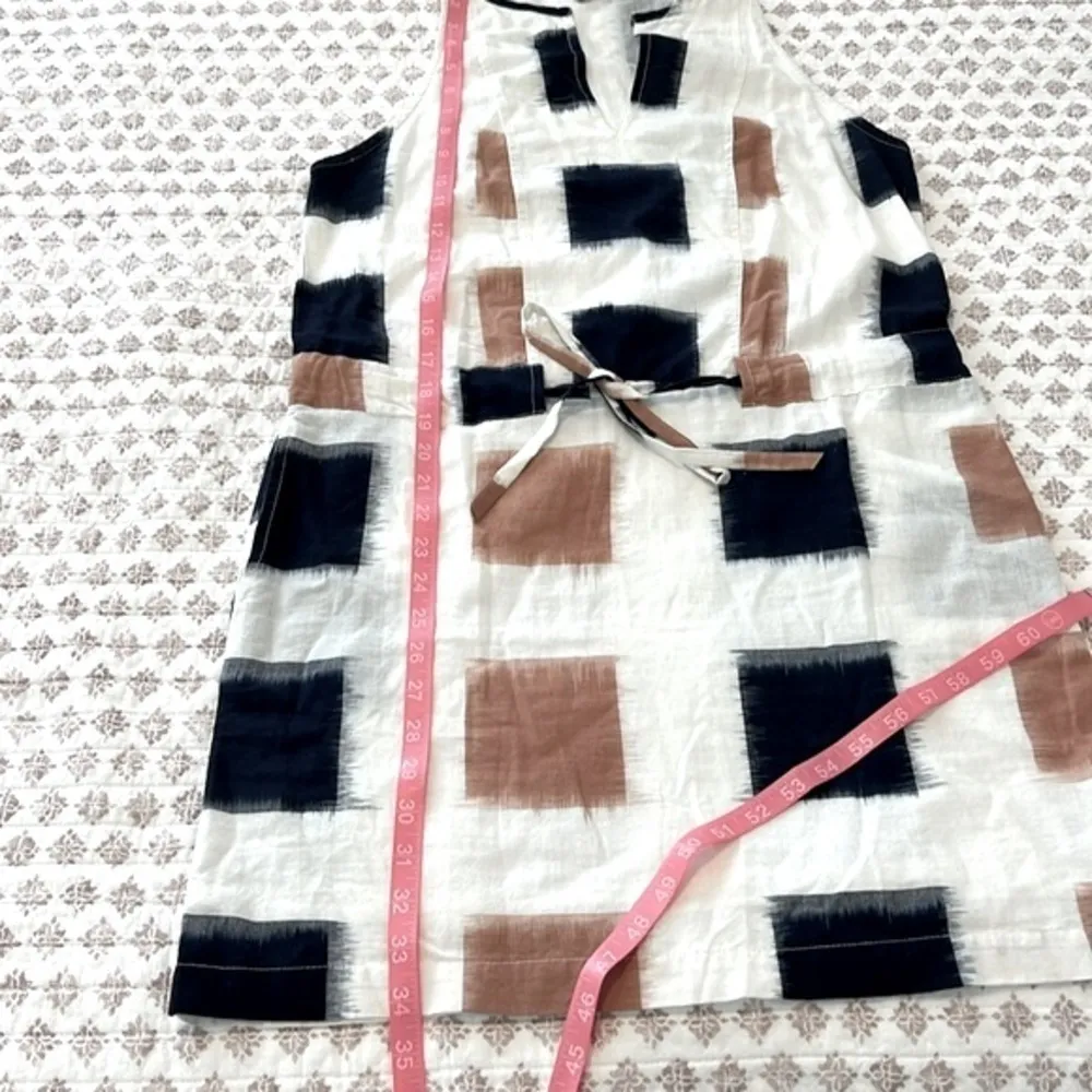 Anthropologie The Odells Yarn-Dyed Henley Shirt Dress Ikat Print Navy Small - Image 15