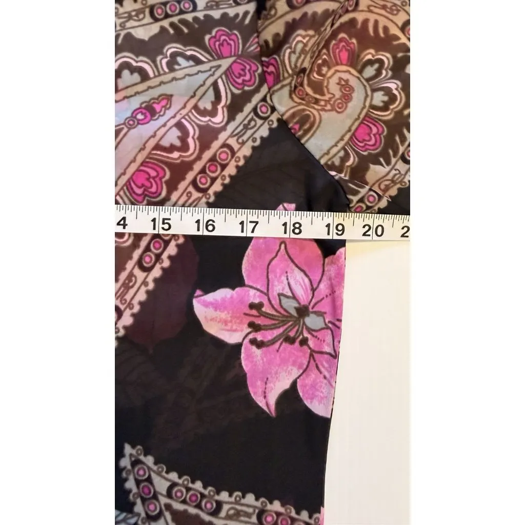 Vintage 70s Women’s Shirt Paisley Gogo Mod Disco Hippie Button Sheer‎ Size Med Pink - Image 9