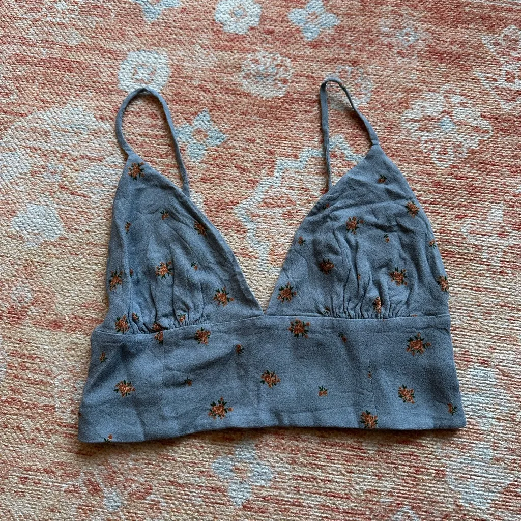 Reformation Catania TANK only blue floral size 6 cropped top - Image 2