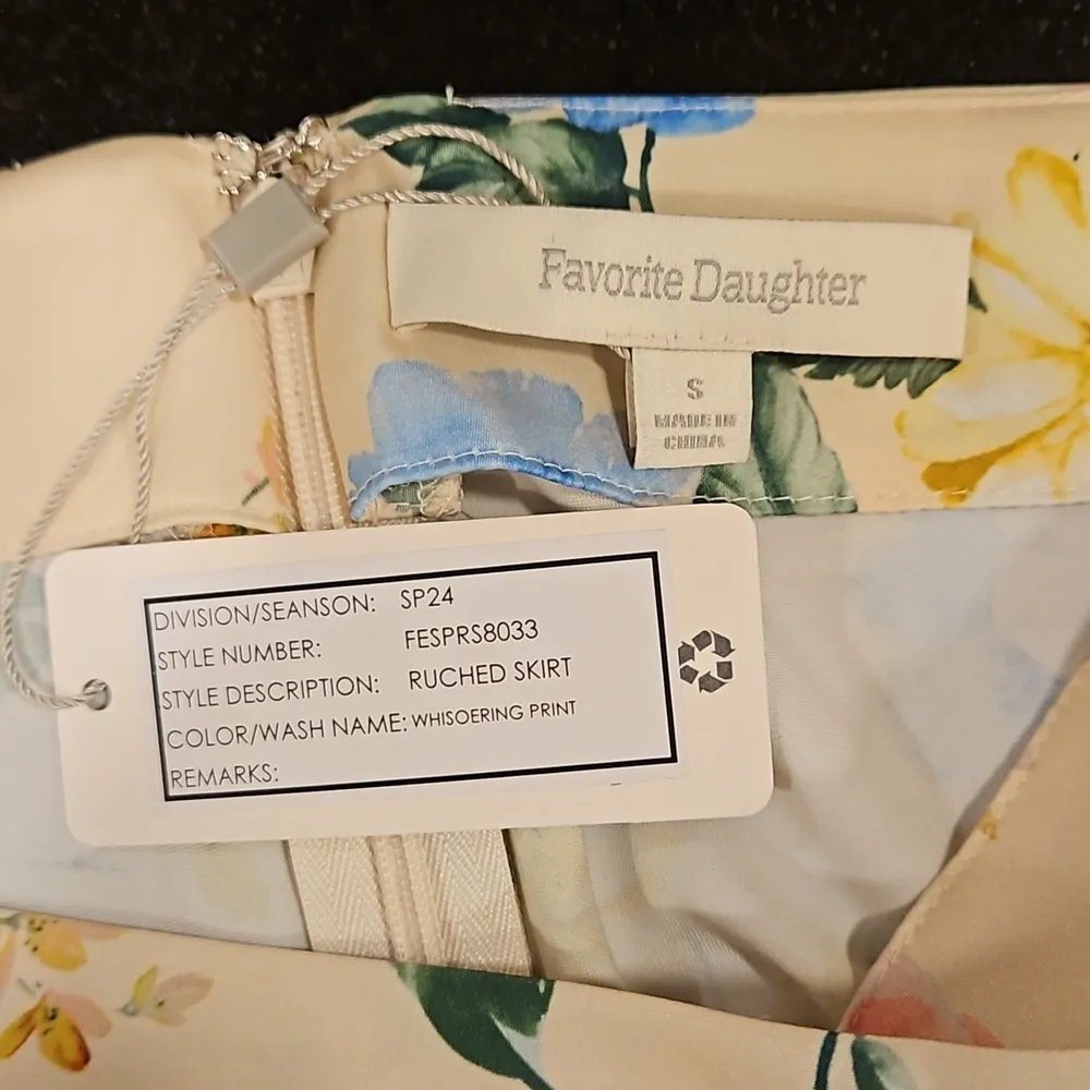 💕FAVORITE DAUGHTER💕 Ruched Skirt ~ Yellow Whispering Floral Print Small S NWT - Image 8