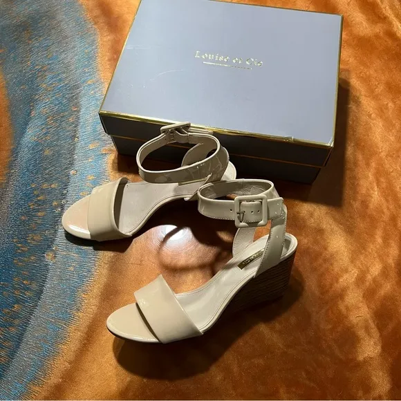 New Louise et Cie Punya Leather Wedge Sandals Nude size 8.5 spring summer - Image 1